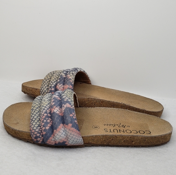 Coconuts By Matisse Multi Color Snake Print Leather Slides Sandels Sz 9 - Picture 4 of 12